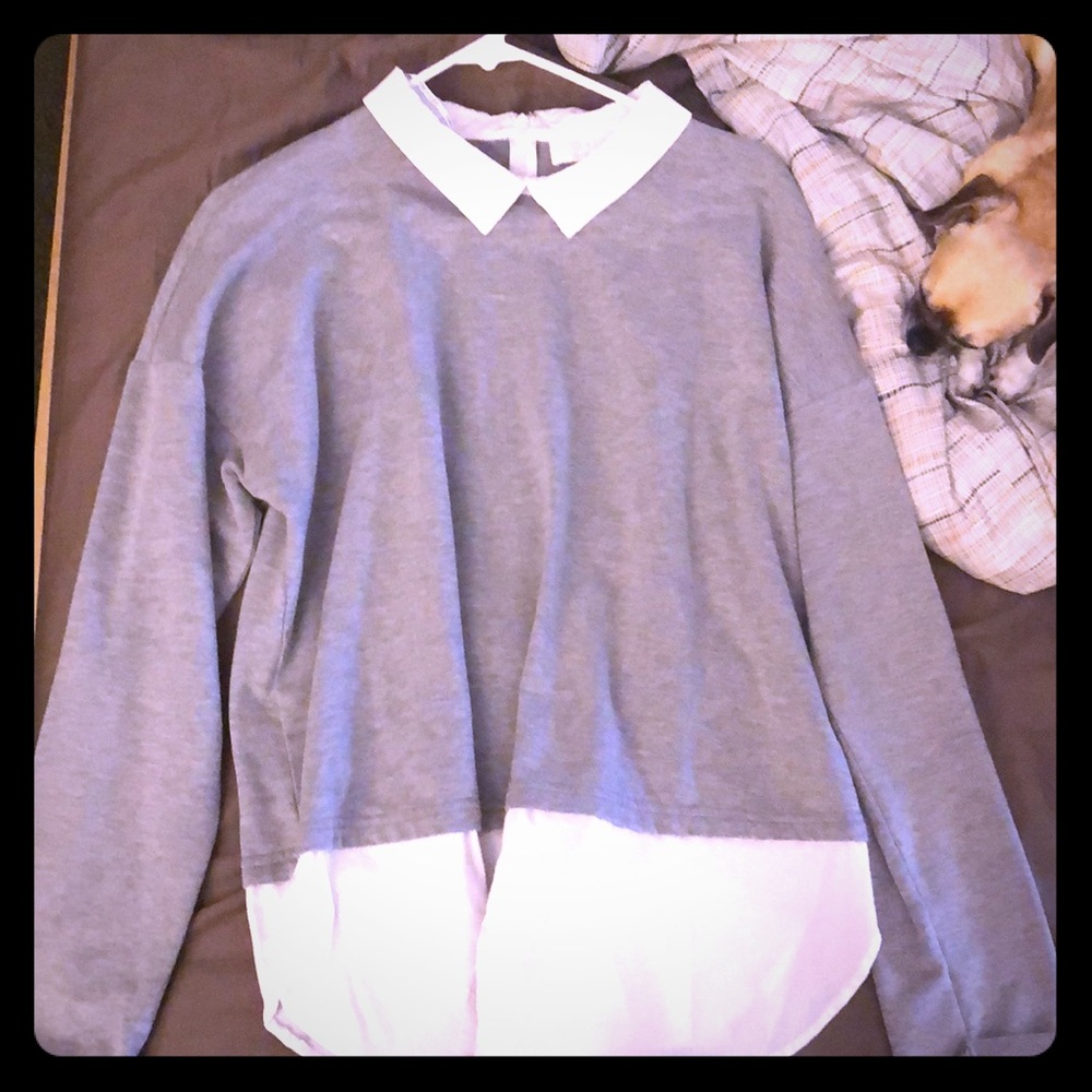 Grey shirt, Peter Pan collar